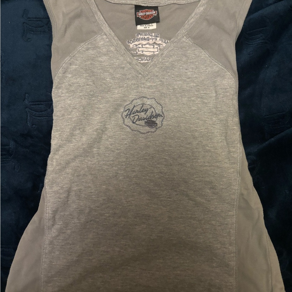 Vintage Harley-Davidson Grey V - Neck Tank Top.